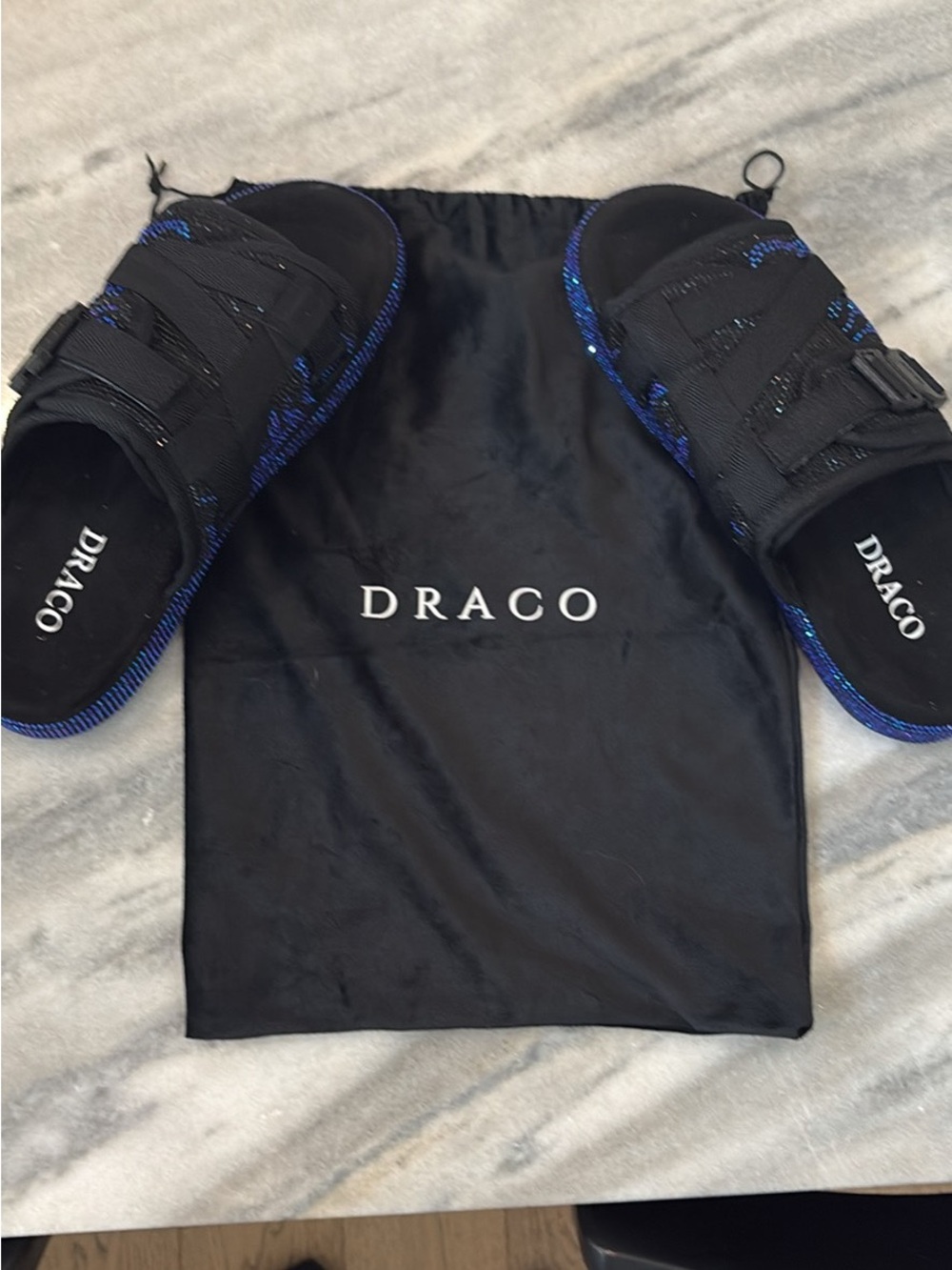 Men’s DRACO SLIDES Black & Blue Slide Sandals